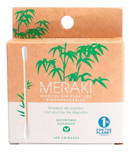 Pack Hisopos De Bambú Biodegradables Meraki 5 X 100 Unidades