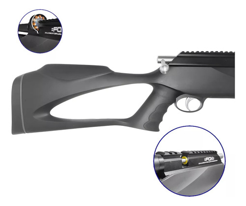 Rifle Pcp Fox M25 Regulado 950 Fps 5,5 / 6,35 + Kit Inflador Negro 5.5 Mm