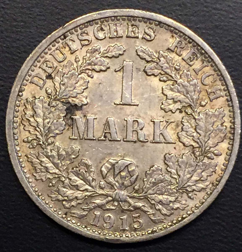Ale368 Moneda Alemania Imperio 1 Mark 1915 F Xf+ Plata Ayff (Usado)
