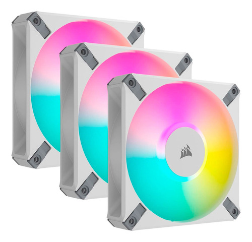 Kit Ventilador Triple Pwm Corsair Icue Af120 Rgb Elite White