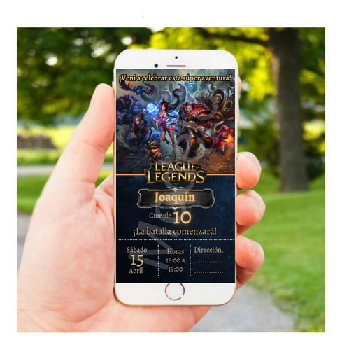 Tarjeta Invitación Digital - Cumpleaños League Of Legends
