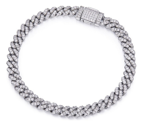 Pulso Cubana Pulsera Plata Esterlina 925 Moissanite Caja Kz