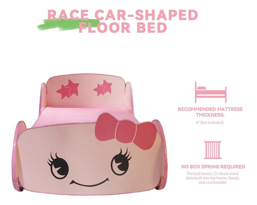 Base De Cama Hmfule Individual C/ Forma De Carro Rosa