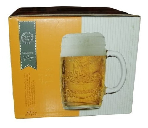 4 Vasos Cerveceros / Shoperos 480ml Vikingos Color Transparente