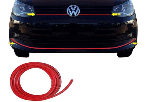 Friso Vermelho Grade E Parachoque Vw Gol Voyage Saveiro G6