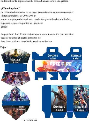 Free Fire Kit Imprimibles Cumpleaños Personalizados