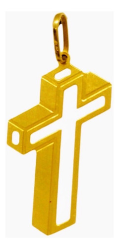 Pingente Crucifixo Maciço Masculino 3d Em Ouro 18k Dourado
