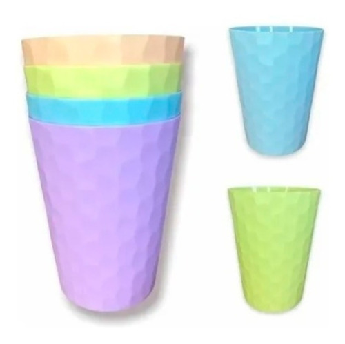 Set 4 Vasos Plasticos Resistentes De Colores Reutilizables