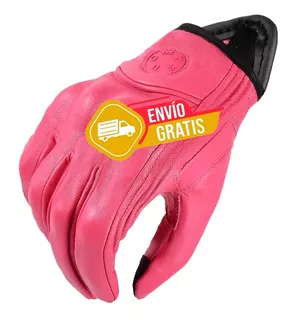 Guantes De Cuero Rosa Moto Motociclista Tactil Cuero Genuino