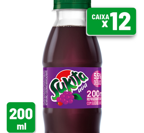 Refrigerante Sukita Uva 200ml Caçulinha - Kit C/ 12 Unidades