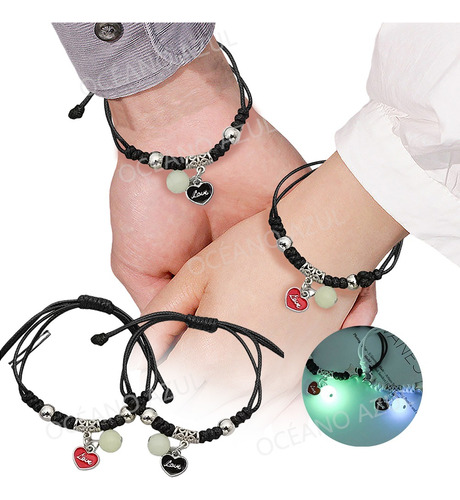 1 Par Pulsera Pareja/amistad Brillan Iman,regalo Amor Eterno