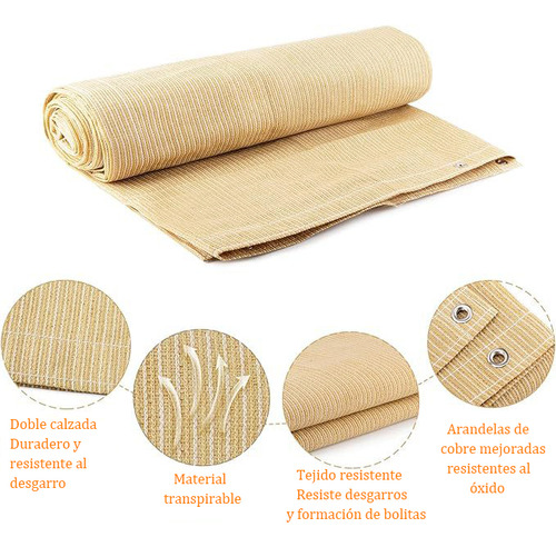 Fofodio Mallas Sombra 4x3m Rollo Mallasombra Reforzada Malla Sombra Rollo Raschel Corrediza Para Cercar Jardin Beige 90% Uv