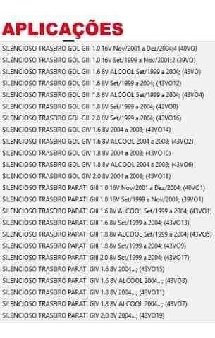Silencioso Escapamento Gol G3 G4 1.0 16v 1.6 1.8 2.0 99/2008