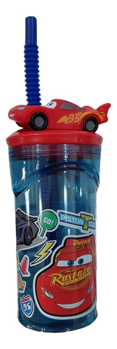 Vaso Rayo Mcqueen Cars 3d Tapa Sorbete 360ml Infantil Toyz Azul/rojo