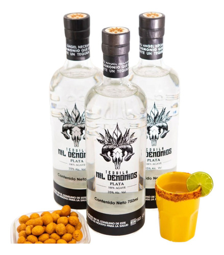 Tequila 100% Agave Azul Cristalino 750ml Mil Demonios