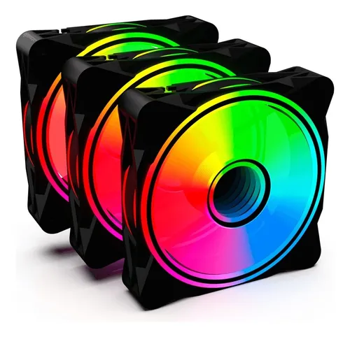 comprar Kit Com 3 Fans One Power Radiant X3 Argb 120mm Preto LED RGB