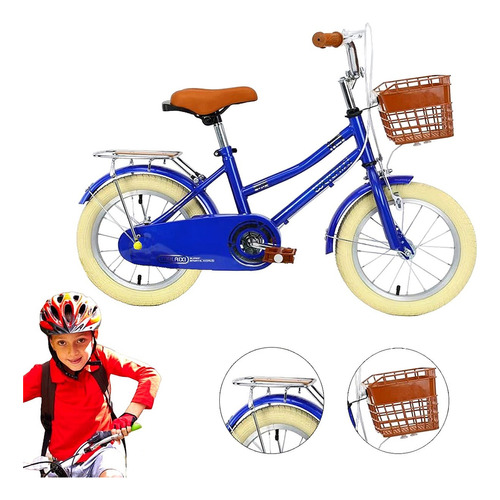 Bicicleta Urbana Infantil R-20 Canastilla Ruedas Auxiliares Color Azul Tamaño del cuadro 20