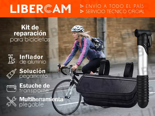 Kit Herramientas Bicicleta Inflador Parches Solución Estuche