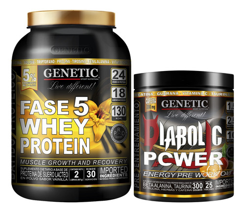 Desarrollo Muscular Proteina Prework Power Diabolic Genetic Sabor Vainilla