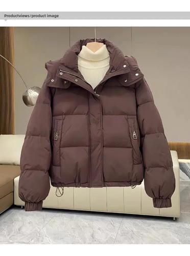 Chaqueta Holgada De Invierno Con Capucha Y Acolchado De Algodón Para Mujer