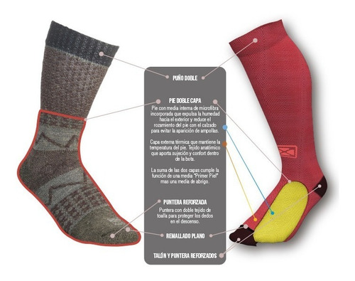 Medias Sox Trekawesome Trekking Doble Capa Frio Montaña