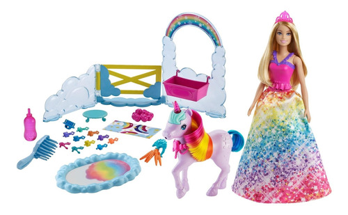 Set De Juego Muñeca Barbie Dreamtopia Unicornio Arcoiris