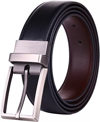 Cinturon De Vestir De Cuero Reversible Para Hombres Hebilla Giratoria De  1.3