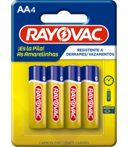 Pila Aa Rayovac Amarelinhas Cilíndrica