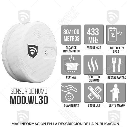 Imagen 2 de 8 de Detector Humo Alerta Sonido Sensor Seguridad Alarma Casa