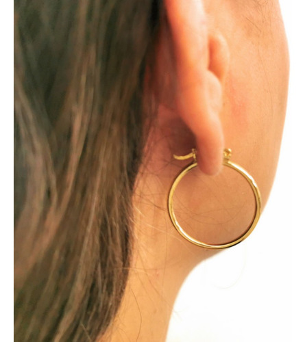 Aros 30 Mm - Arracada Lisa - Hoops - Chapa De Oro Premium