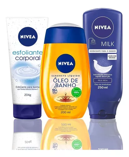 Kit Banho Corpo e Rosto Nivea Sabonetes Líquido Esfoliante