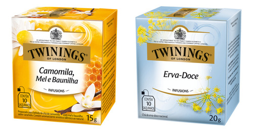 Kit Chá Twinings 1 Camomila/mel/ Baunilha + 1 Erva Doce
