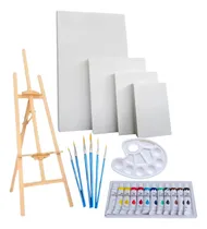 Comprar Set De Atril 1,20+ Bastidores + Pinturas + Paleta + Pinceles