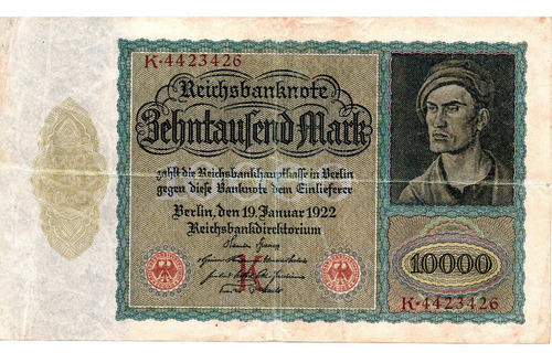 Billete 10000 Marcos Alemania 1922 Reichs Bank Coleccion 