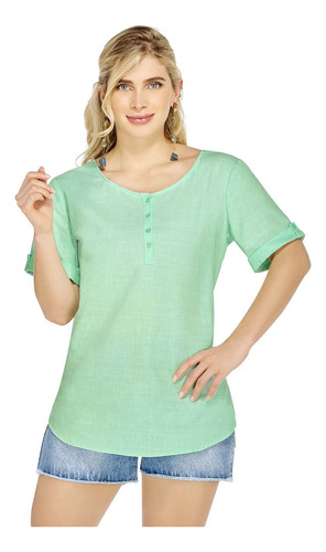 Blusa Dama Verde Manga Corta Mundo Terra 143103