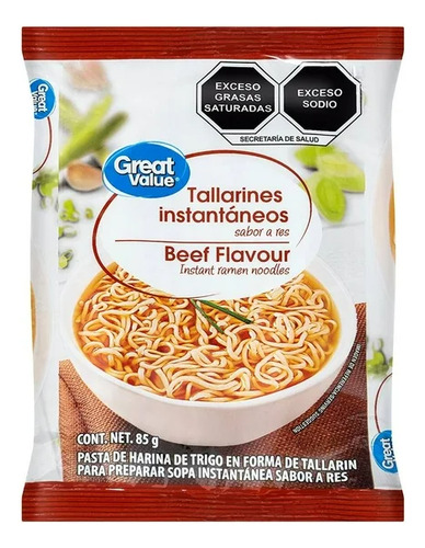 Sopa Instantánea Great Value Sabor A Res 85 Gr