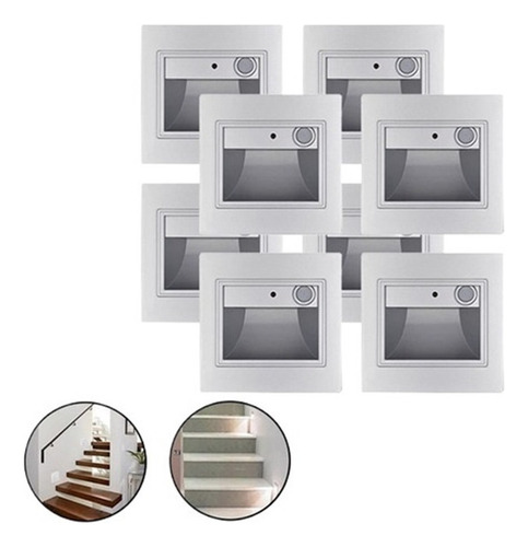 Luz De Escalera Empotrada Led Con Sensor De Movimiento 8