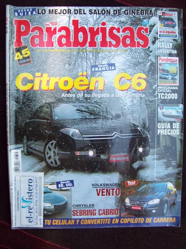 Parabrisas 330 4/06 Citroen C6 Vw Vento Chrysler Sebering