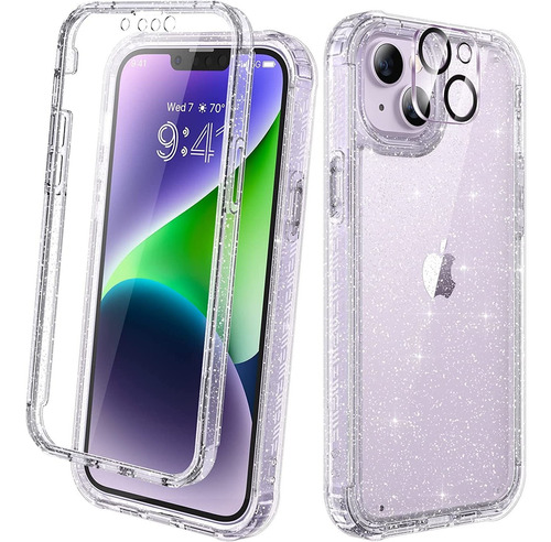 Funda 360 Para iPhone 14 Glitter Transparente