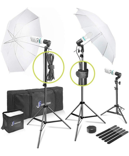 Set Fotográfico Estudio Kit 2 Sombrillas Tripie