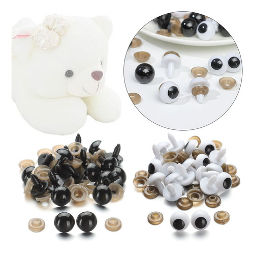 Ojos De Plástico Para Hacer Muñecas, Manualidades, Blanco Y