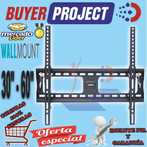 Imagen 2 de 6 de Soporte Pared Tv Led Wallmount Dwd950t 30''-60'' Incl +/-10°