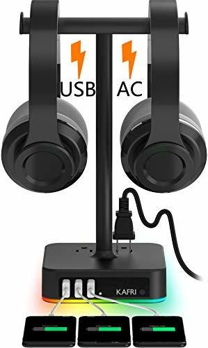 Soporte Para Auriculares Doble Rgb Con Cargador Usb C E...