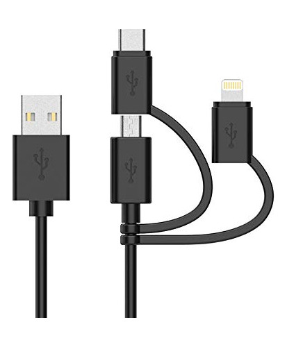 Cable 3 1 Lightning Type C Micro Usb Para iPhone iPad Huawei