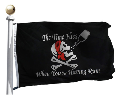 Bandera De Pirate Time Flies 3x5 Pies Grande, Moderada Para 