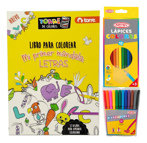 Pack Libro Para Colorear Mi Primer Mandala + 2 Set Lápices