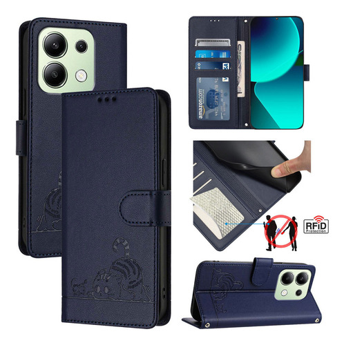 Gato Patrón Cartera Funda For Redmi Note 13 4g