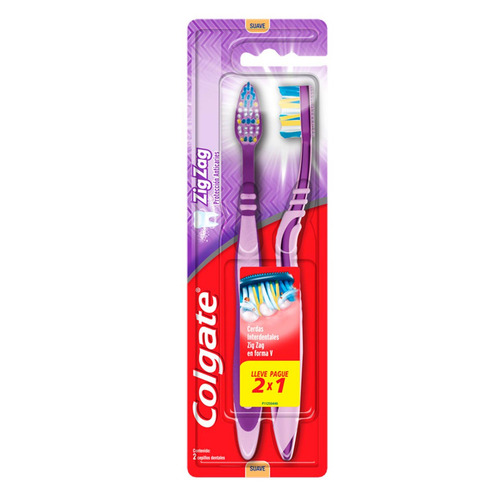 Imagen 1 de 2 de Cepillo dental Colgate Zig Zag Plus Soft pack x 2