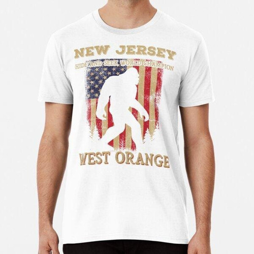 Remera New Jersey West Orange Bigfoot Usa Flag Sasquatch Lov