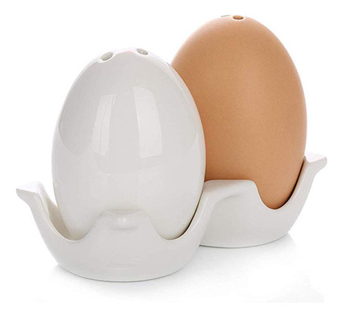 Set Salero Pimentero Loza Diseño Huevos (2u)